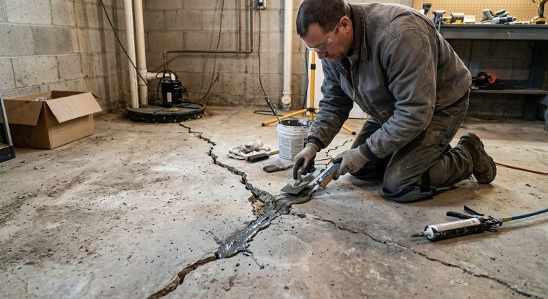Cracked Basement Floor Repair in Lincolnton, NC